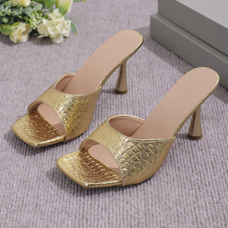 High Heel Sandals with Square Toe