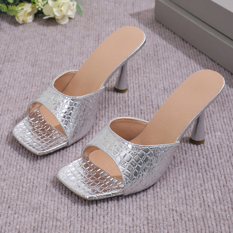 High Heel Sandals with Square Toe